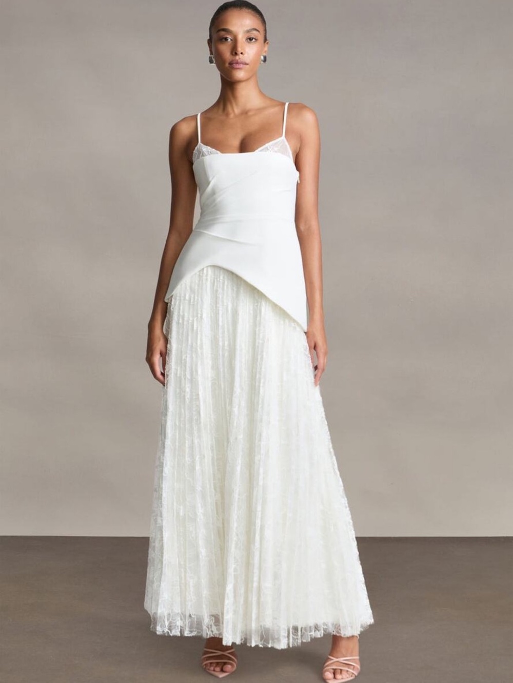 White Lace Overlay Maxi Dress - STRAPS BROKE